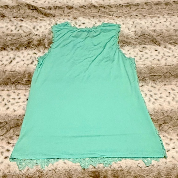 Elegant Mint Lace Sleeveless Blouse Size XL - Picture 5 of 8